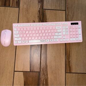 Pink Wireless Keyboard and Mouse Set